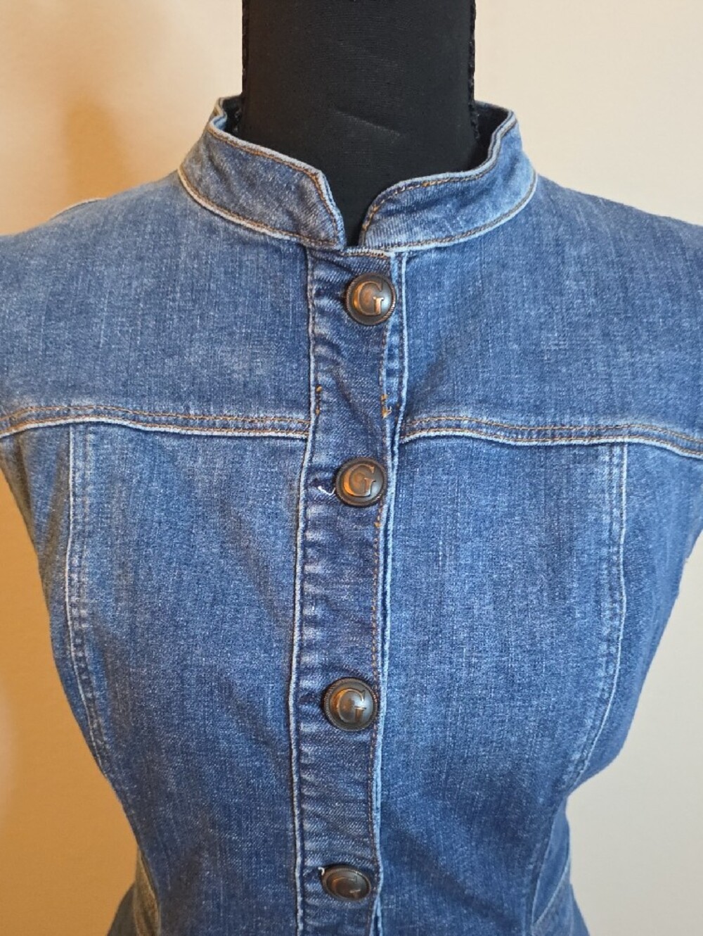 Guess Sleeveless Denim Midi Dress - Blue - Picture 6 of 7